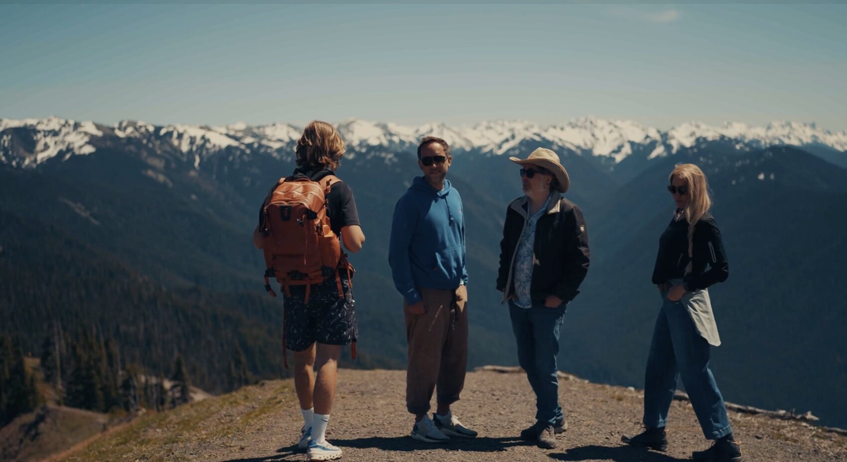 Marek and Aleksander on the ridge of the Olympic Mountains with Liz and Chris Parrish